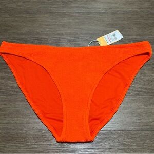 Bikini High Leg Swimsuit Bathing Suit Bottoms Orange Ribbed X-Large (16-18) NWT
